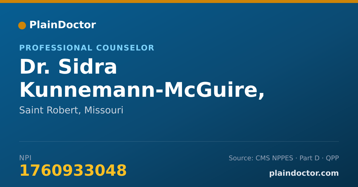 Shareable card for Sidra Kunnemann-McGuire, M.A., LPC - Professional Counselor, Saint Robert, MO