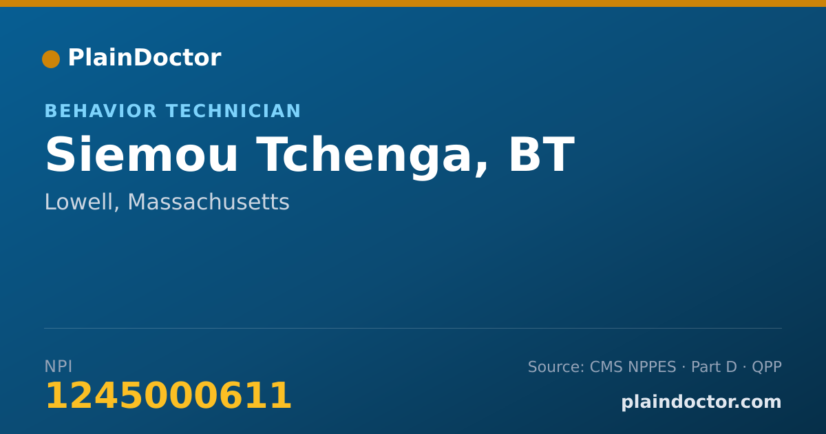 Shareable card for Siemou Tchenga, BT - Behavior Technician, Lowell, MA