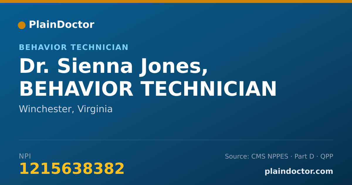 Shareable card for Sienna Jones, BEHAVIOR TECHNICIAN - Behavior Technician, Winchester, VA