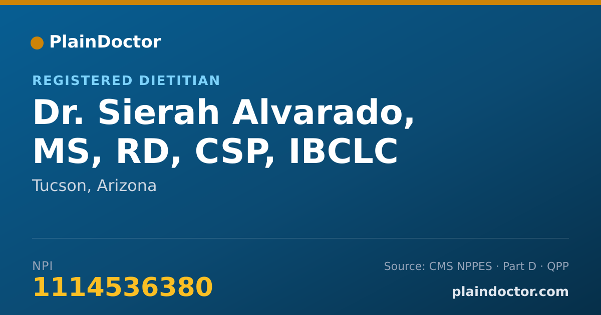 Shareable card for Sierah Alvarado, MS, RD, CSP, IBCLC - Registered Dietitian, Tucson, AZ