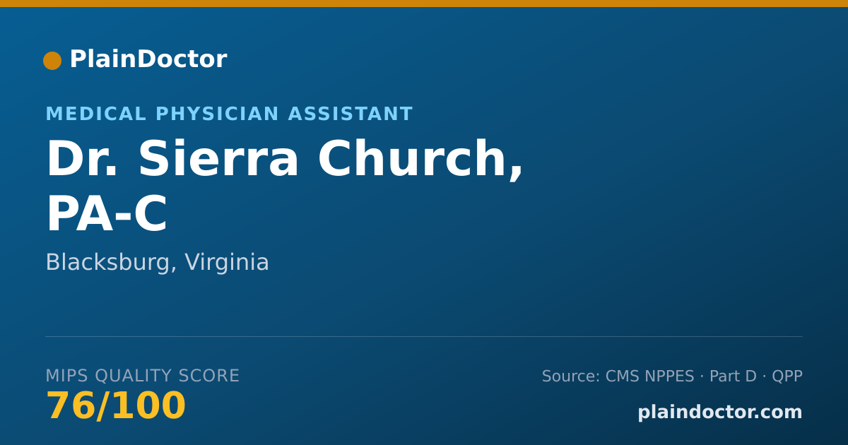 Shareable card for Sierra Church, PA-C - Medical Physician Assistant, Blacksburg, VA