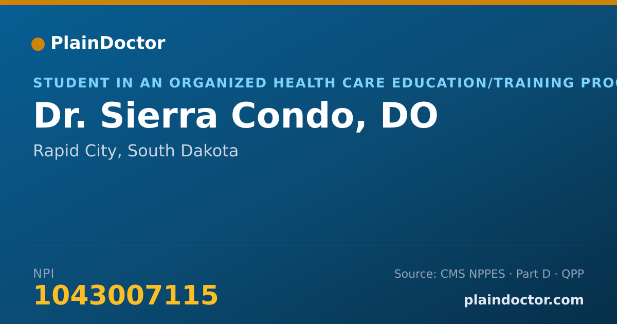 Shareable card for Sierra Condo, DO - Student in an Organized Health Care Education/Training Program, Rapid City, SD