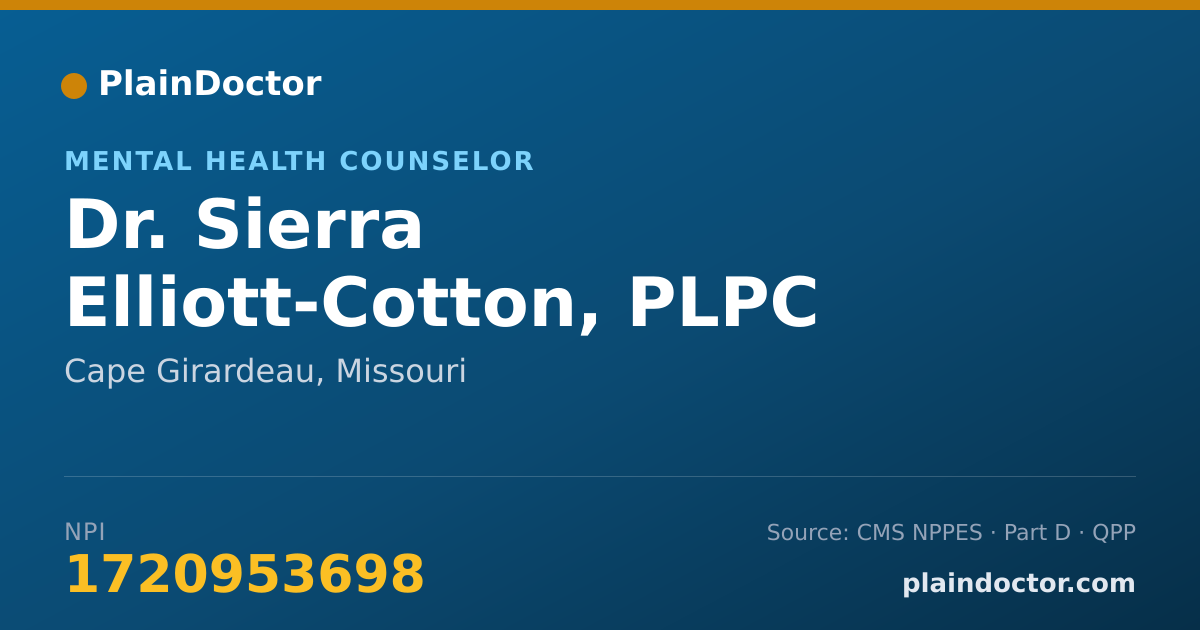 Shareable card for Sierra Elliott-Cotton, PLPC - Mental Health Counselor, Cape Girardeau, MO