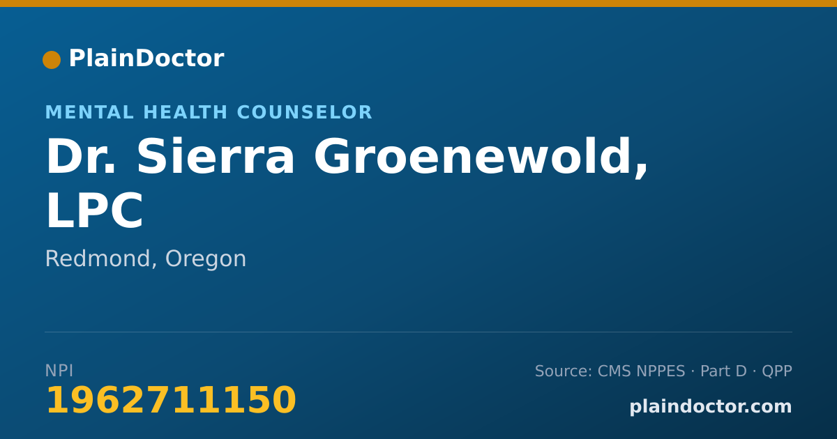Shareable card for Sierra Groenewold, LPC - Mental Health Counselor, Redmond, OR