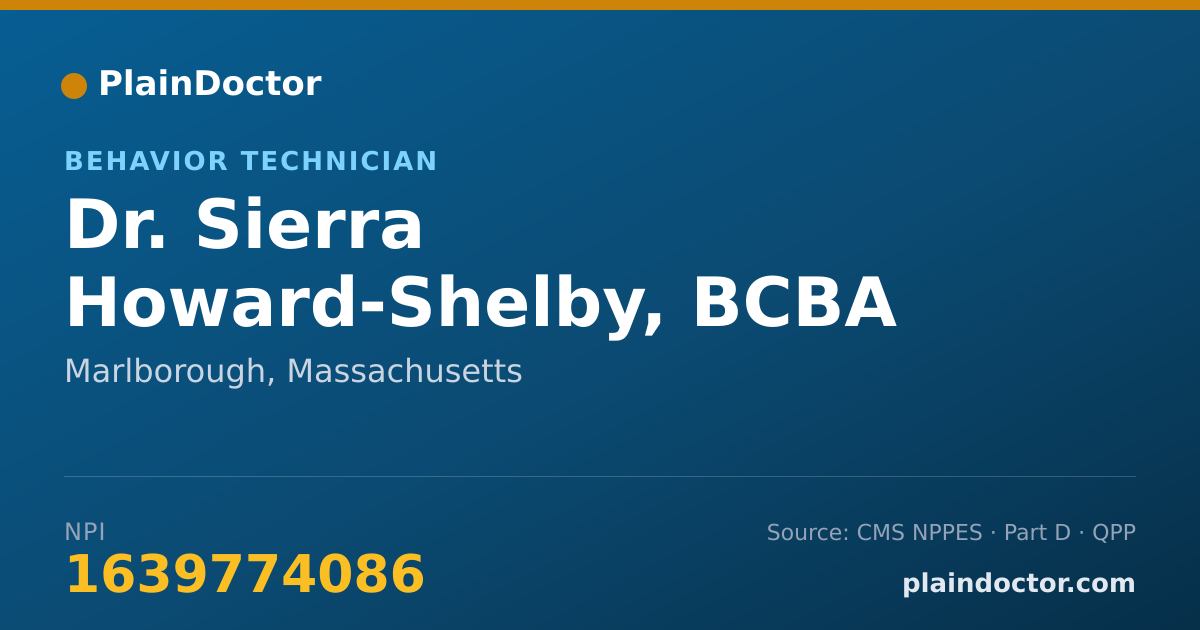 Shareable card for Sierra Howard-Shelby, BCBA - Behavior Technician, Marlborough, MA