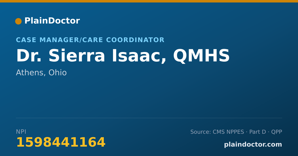 Shareable card for Sierra Isaac, QMHS - Case Manager/Care Coordinator, Athens, OH