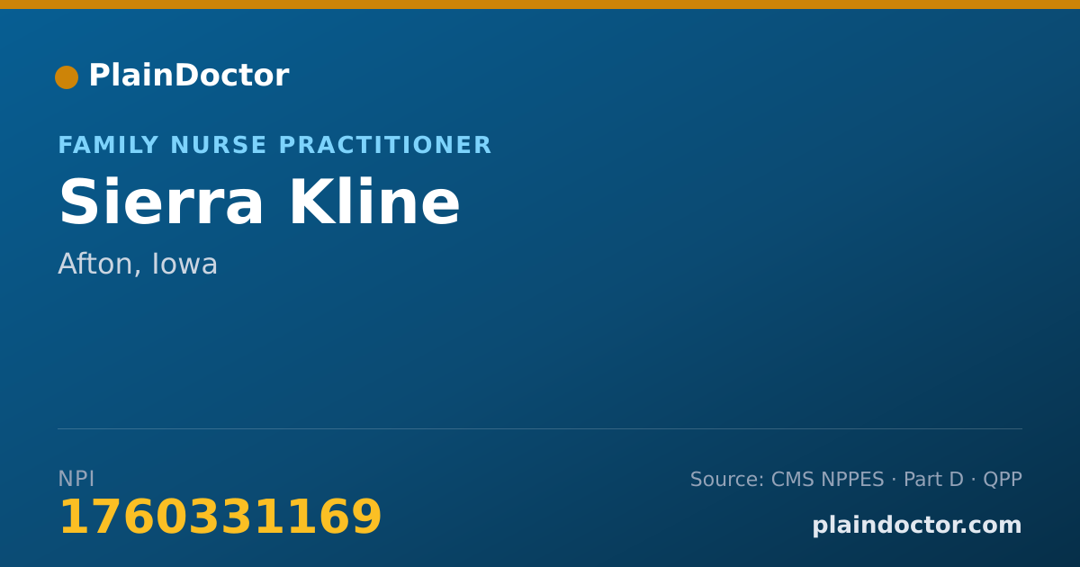 Shareable card for Sierra Kline - Family Nurse Practitioner, Afton, IA
