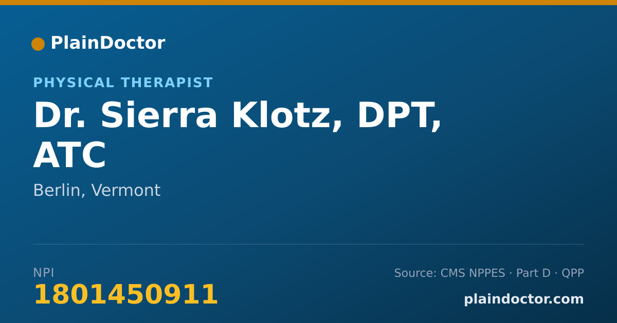 Shareable card for Sierra Klotz, DPT, ATC - Physical Therapist, Berlin, VT