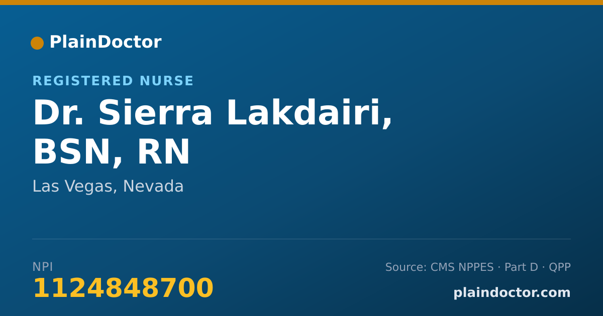 Shareable card for Sierra Lakdairi, BSN, RN - Registered Nurse, Las Vegas, NV