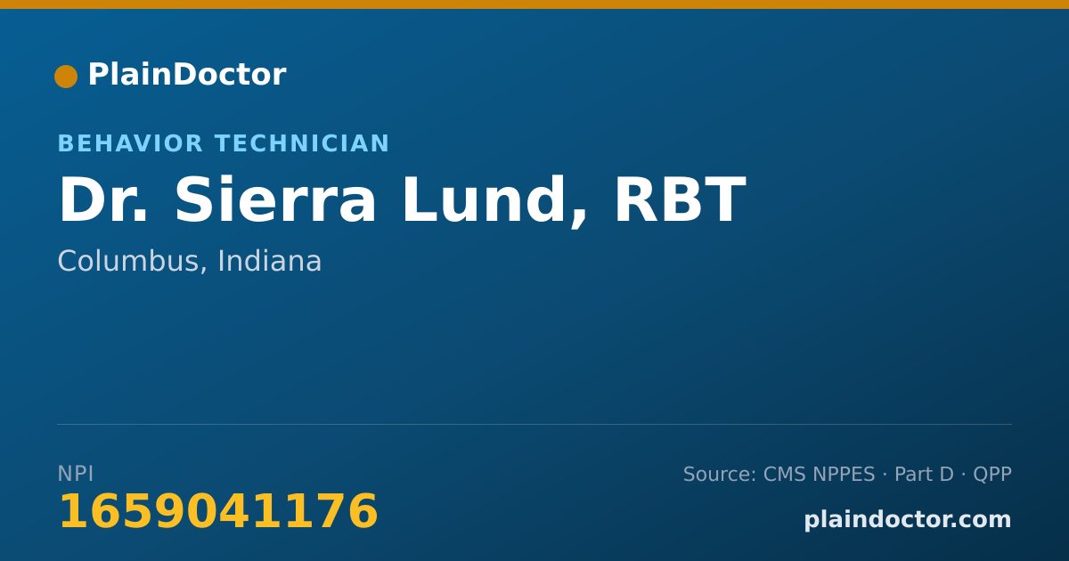 Shareable card for Sierra Lund, RBT - Behavior Technician, Columbus, IN