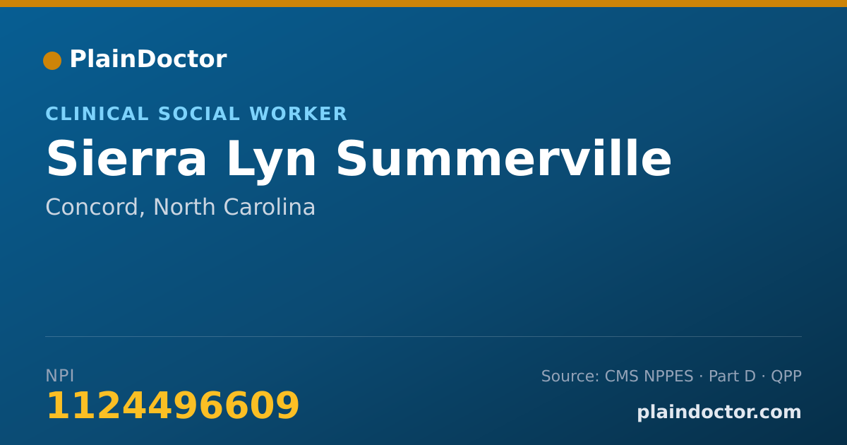 Shareable card for Sierra Lyn Summerville - Clinical Social Worker, Concord, NC