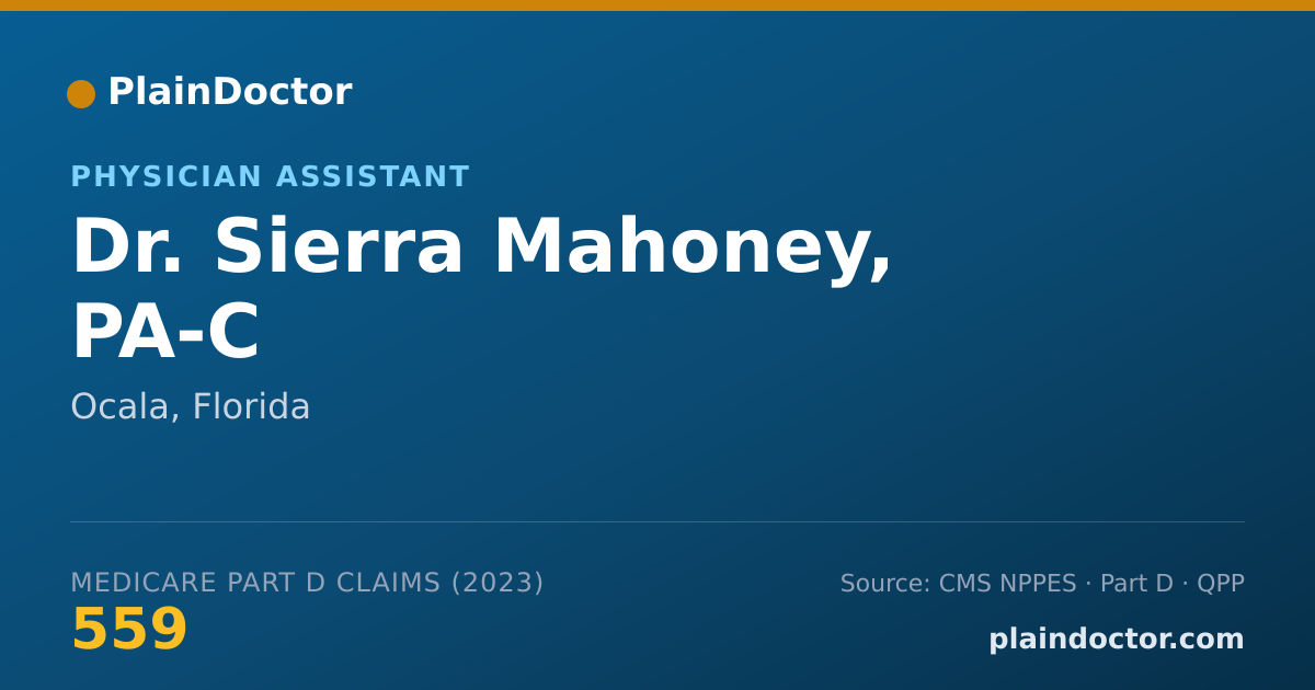 Shareable card for Sierra Mahoney, PA-C - Physician Assistant, Ocala, FL
