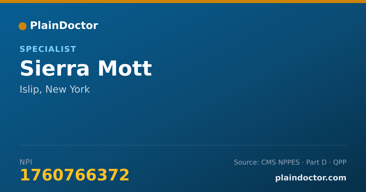 Shareable card for Sierra Mott - Specialist, Islip, NY