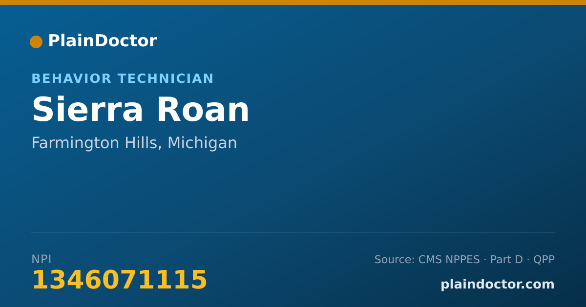 Shareable card for Sierra Roan - Behavior Technician, Farmington Hills, MI