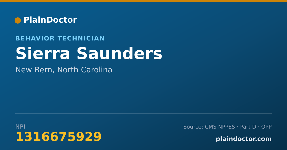 Shareable card for Sierra Saunders - Behavior Technician, New Bern, NC