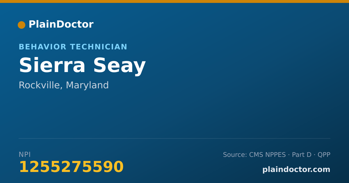 Shareable card for Sierra Seay - Behavior Technician, Rockville, MD