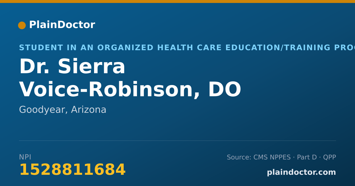 Shareable card for Sierra Voice-Robinson, DO - Student in an Organized Health Care Education/Training Program, Goodyear, AZ