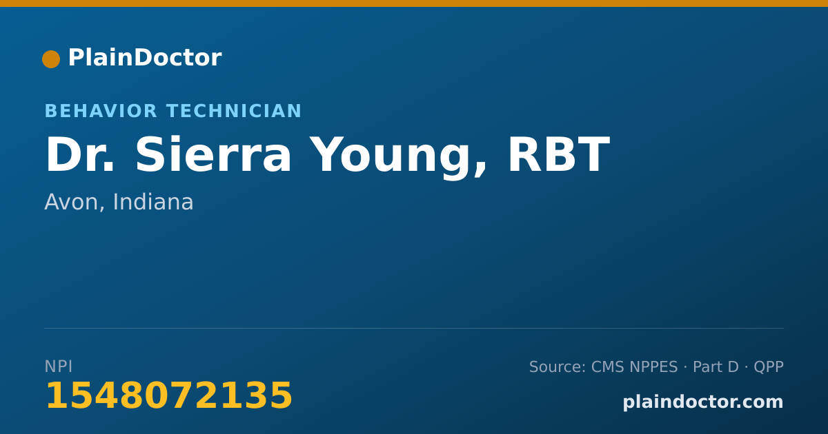 Shareable card for Sierra Young, RBT - Behavior Technician, Avon, IN