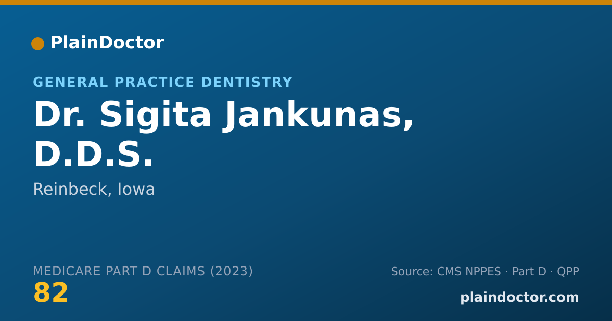 Shareable card for Sigita Jankunas, D.D.S. - General Practice Dentistry, Reinbeck, IA
