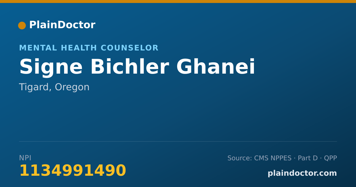 Shareable card for Signe Bichler Ghanei - Mental Health Counselor, Tigard, OR