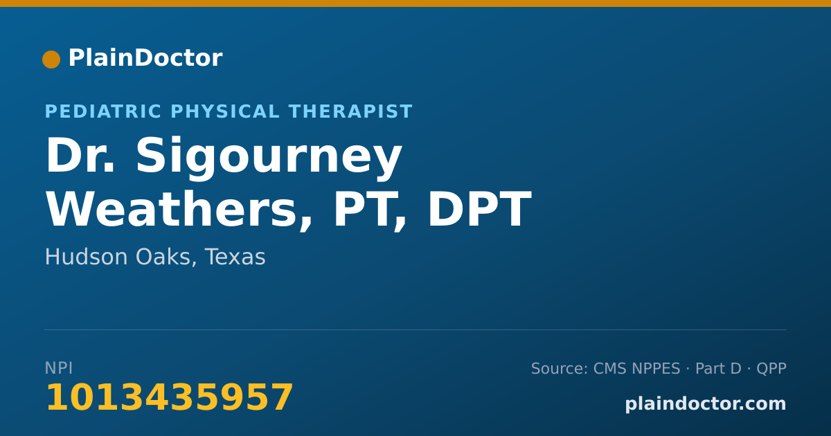 Shareable card for Sigourney Weathers, PT, DPT - Pediatric Physical Therapist, Hudson Oaks, TX