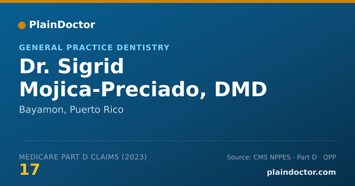 Shareable card for Sigrid Mojica-Preciado, DMD - General Practice Dentistry, Bayamon, PR