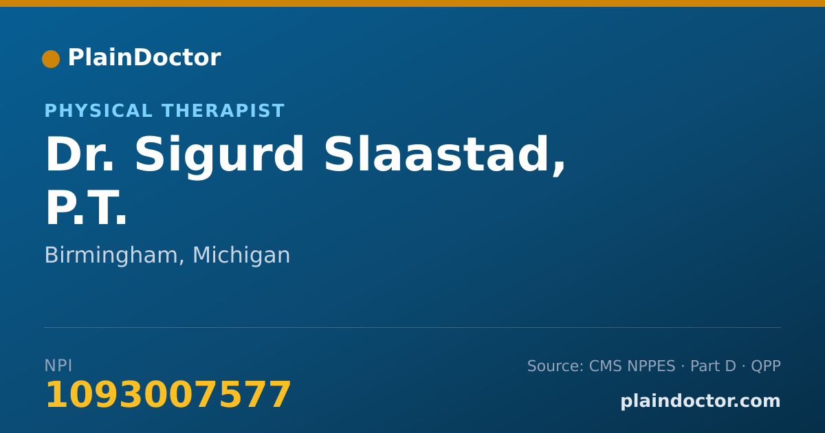 Shareable card for Sigurd Slaastad, P.T. - Physical Therapist, Birmingham, MI