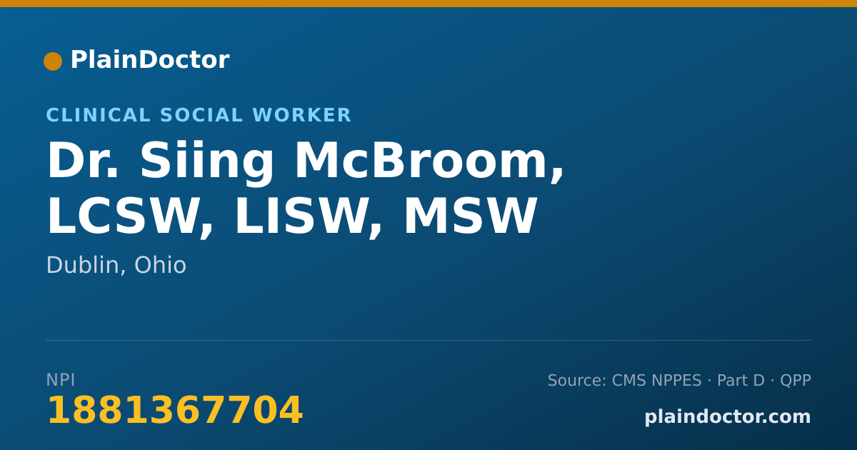 Shareable card for Siing McBroom, LCSW, LISW, MSW - Clinical Social Worker, Dublin, OH