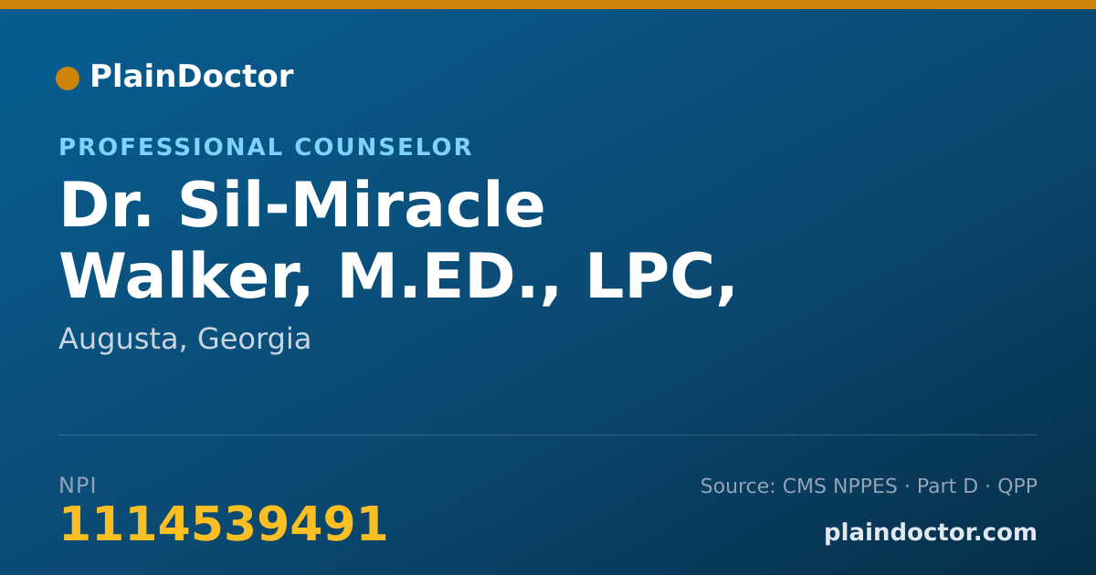 Shareable card for Sil-Miracle Walker, M.ED., LPC, NCC - Professional Counselor, Augusta, GA