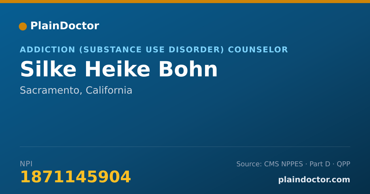 Shareable card for Silke Heike Bohn - Addiction (Substance Use Disorder) Counselor, Sacramento, CA