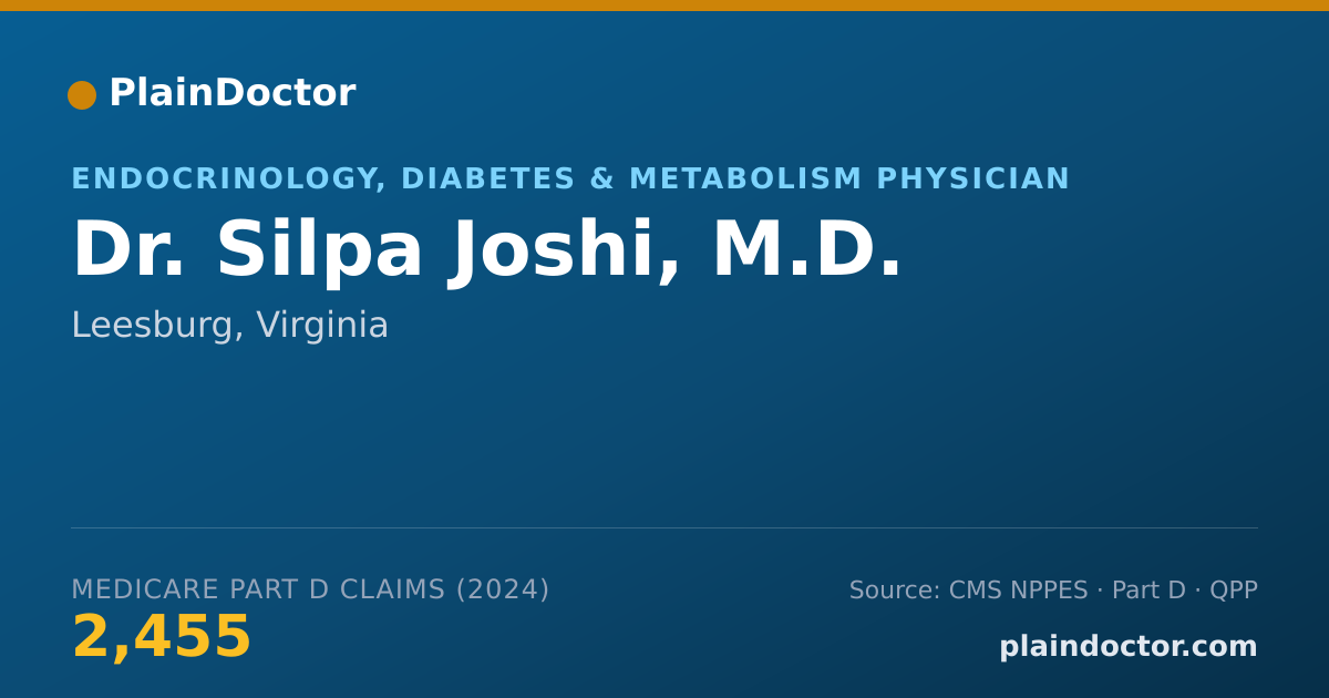 Shareable card for Silpa Joshi, M.D. - Endocrinology, Diabetes & Metabolism Physician, Leesburg, VA