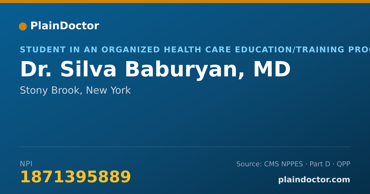 Shareable card for Silva Baburyan, MD - Student in an Organized Health Care Education/Training Program, Stony Brook, NY