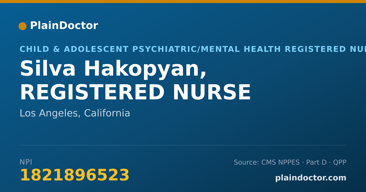 Shareable card for Silva Hakopyan, REGISTERED NURSE - Child & Adolescent Psychiatric/Mental Health Registered Nurse, Los Angeles, CA