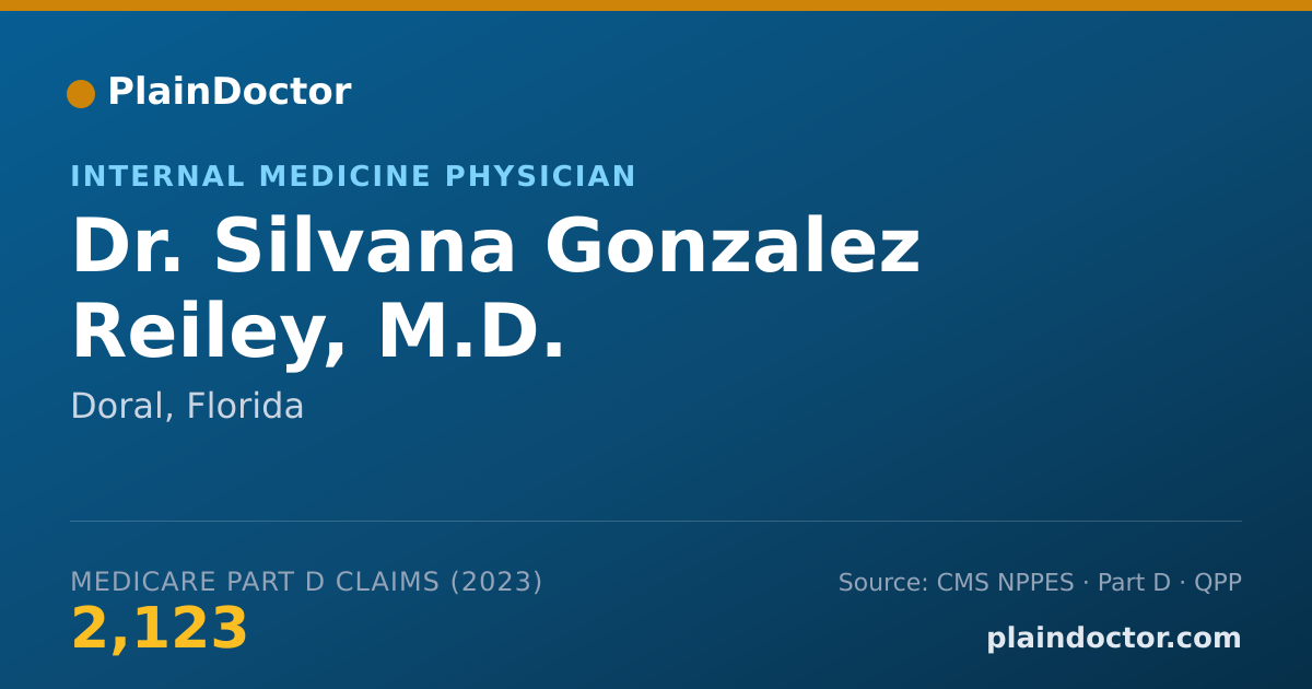 Shareable card for Silvana Gonzalez Reiley, M.D. - Internal Medicine Physician, Doral, FL