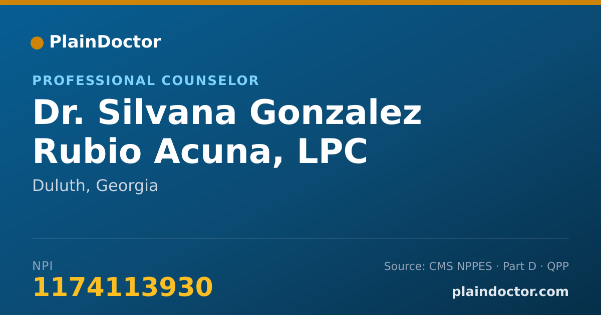 Shareable card for Silvana Gonzalez Rubio Acuna, LPC - Professional Counselor, Duluth, GA