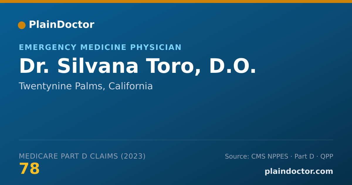 Shareable card for Silvana Toro, D.O. - Emergency Medicine Physician, Twentynine Palms, CA