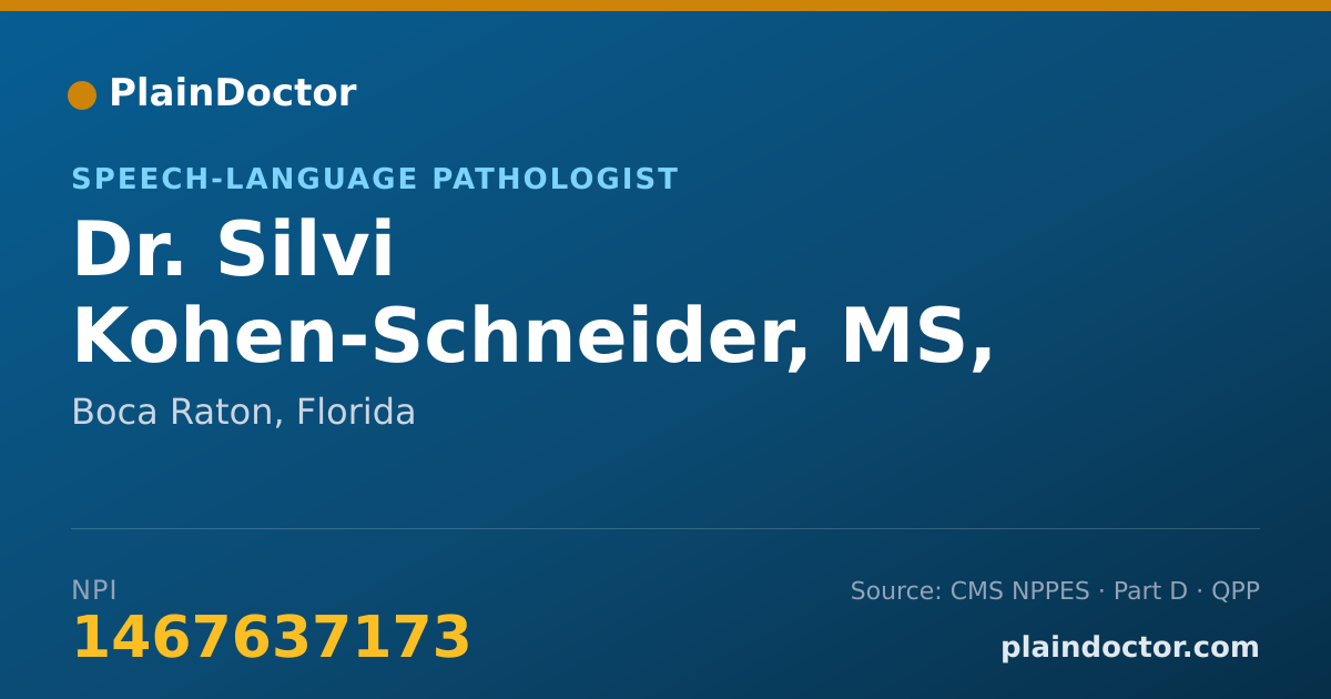 Shareable card for Silvi Kohen-Schneider, MS, CCC/SLP - Speech-Language Pathologist, Boca Raton, FL