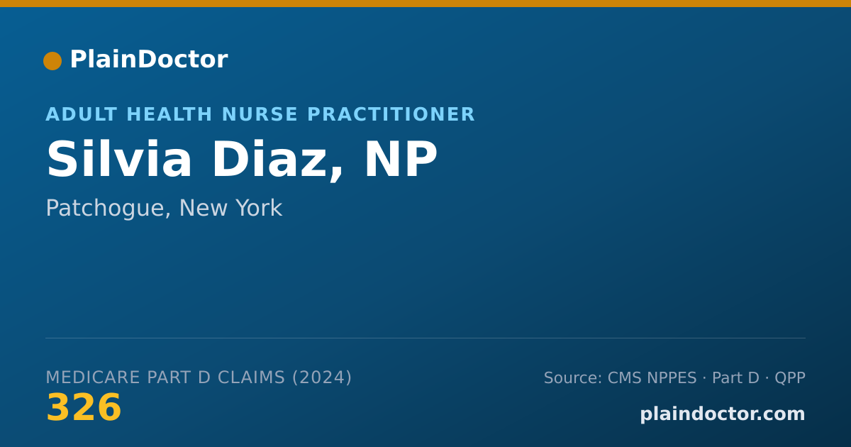 Shareable card for Silvia Diaz, NP - Adult Health Nurse Practitioner, Patchogue, NY