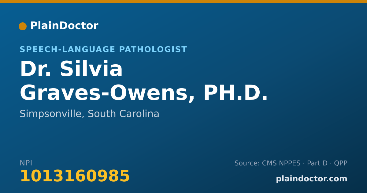 Shareable card for Silvia Graves-Owens, PH.D. - Speech-Language Pathologist, Simpsonville, SC