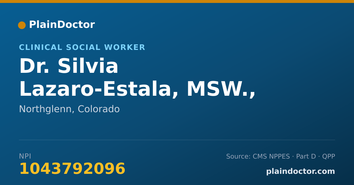 Shareable card for Silvia Lazaro-Estala, MSW., LCSW - Clinical Social Worker, Northglenn, CO