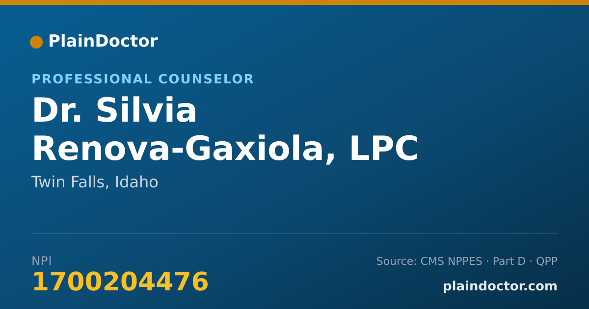 Shareable card for Silvia Renova-Gaxiola, LPC - Professional Counselor, Twin Falls, ID