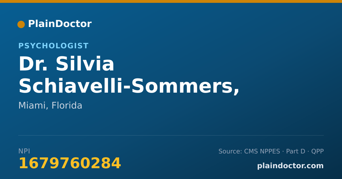 Shareable card for Silvia Schiavelli-Sommers, PSYD - Psychologist, Miami, FL