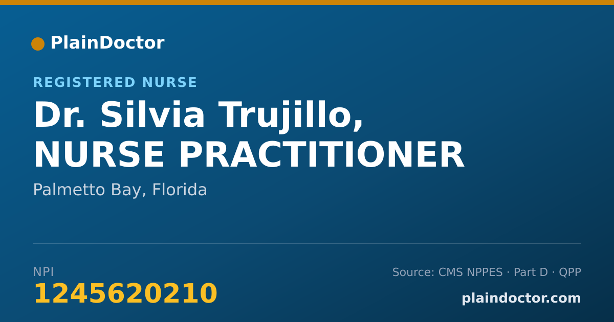 Shareable card for Silvia Trujillo, NURSE PRACTITIONER - Registered Nurse, Palmetto Bay, FL