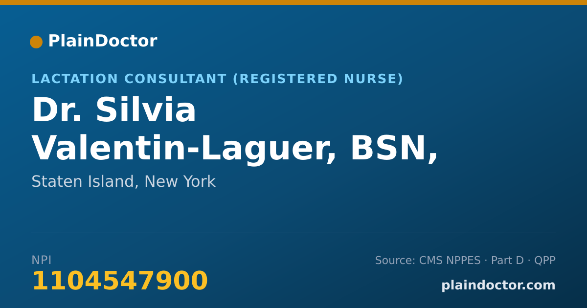 Shareable card for Silvia Valentin-Laguer, BSN, RN, IBCLC - Lactation Consultant (Registered Nurse), Staten Island, NY