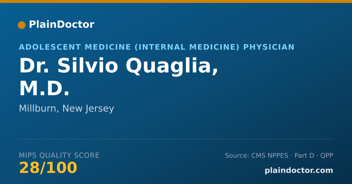 Shareable card for Silvio Quaglia, M.D. - Adolescent Medicine (Internal Medicine) Physician, Millburn, NJ