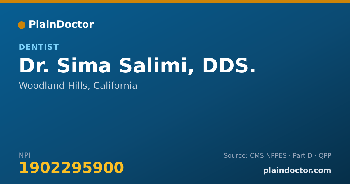 Shareable card for Sima Salimi, DDS. - Dentist, Woodland Hills, CA