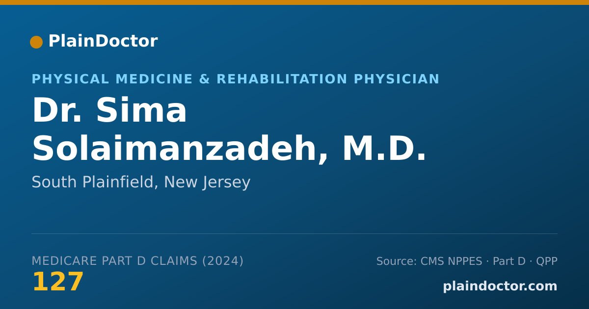Shareable card for Sima Solaimanzadeh, M.D. - Physical Medicine & Rehabilitation Physician, South Plainfield, NJ