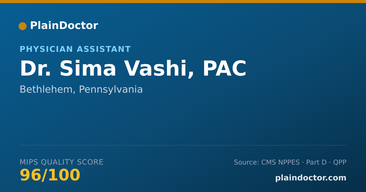 Shareable card for Sima Vashi, PAC - Physician Assistant, Bethlehem, PA