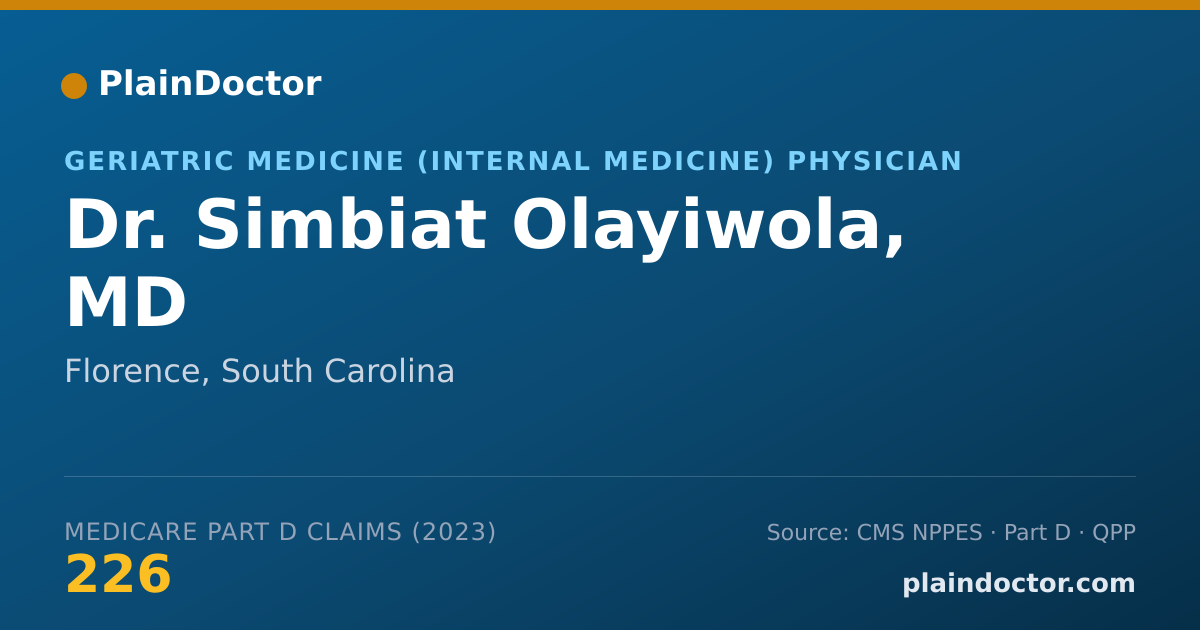 Shareable card for Simbiat Olayiwola, MD - Geriatric Medicine (Internal Medicine) Physician, Florence, SC