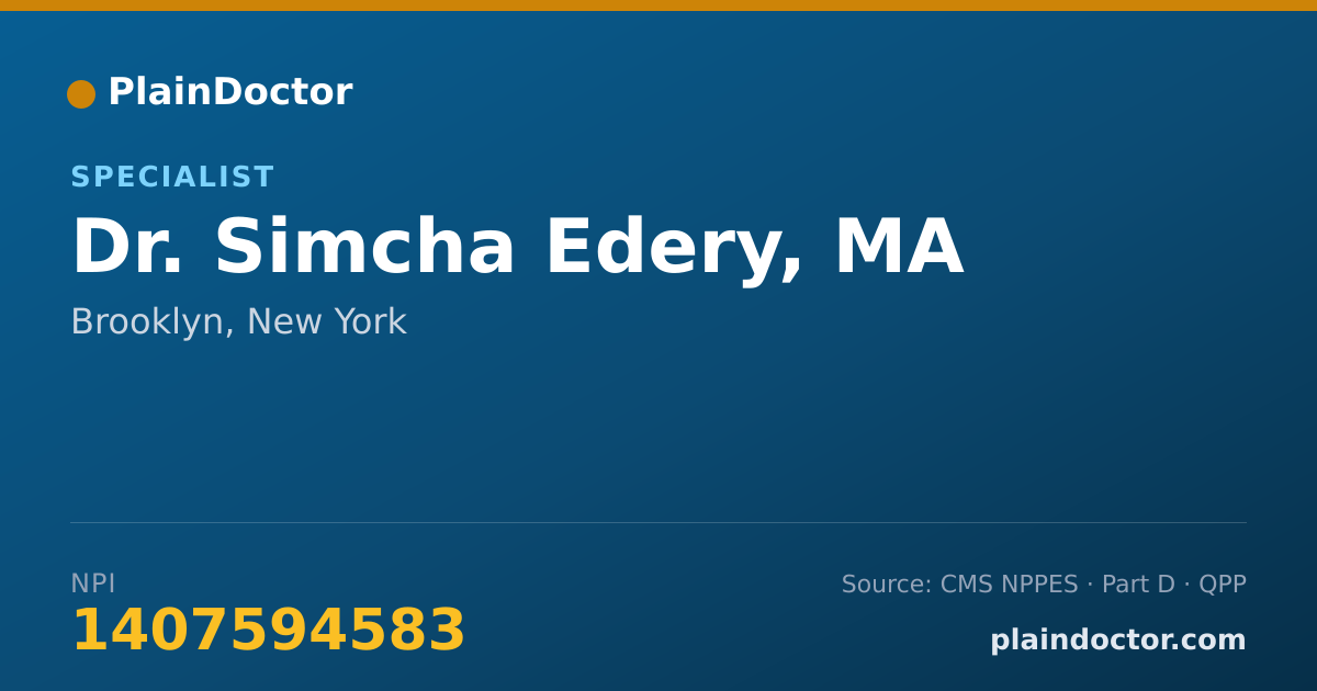 Shareable card for Simcha Edery, MA - Specialist, Brooklyn, NY